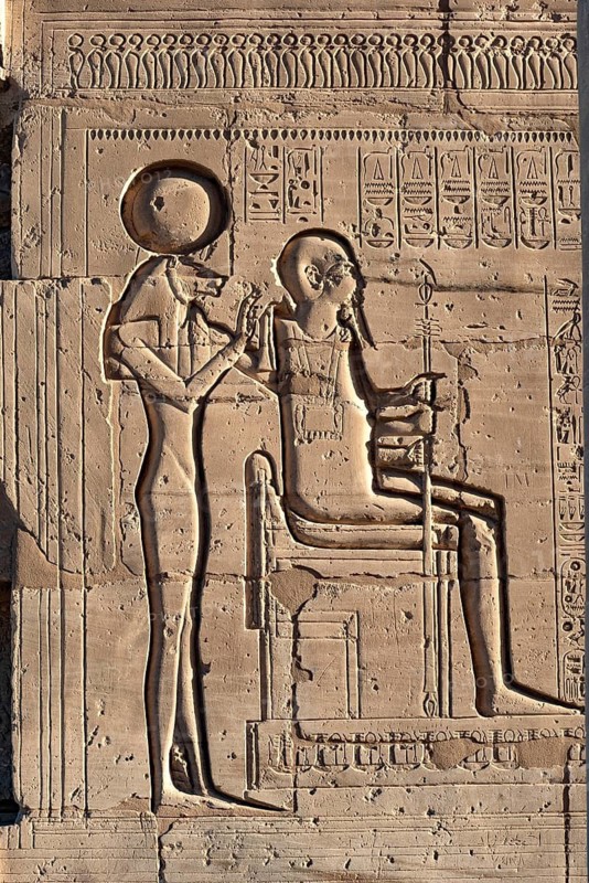 Hieroglyphic relief details from the Ramesseum, memorial temple or mortuary temple of Egyptian Pharaoh Ramesses II, part of the Theban Necropolis on the West Bank of the Nile, Luxor, Upper Egypt