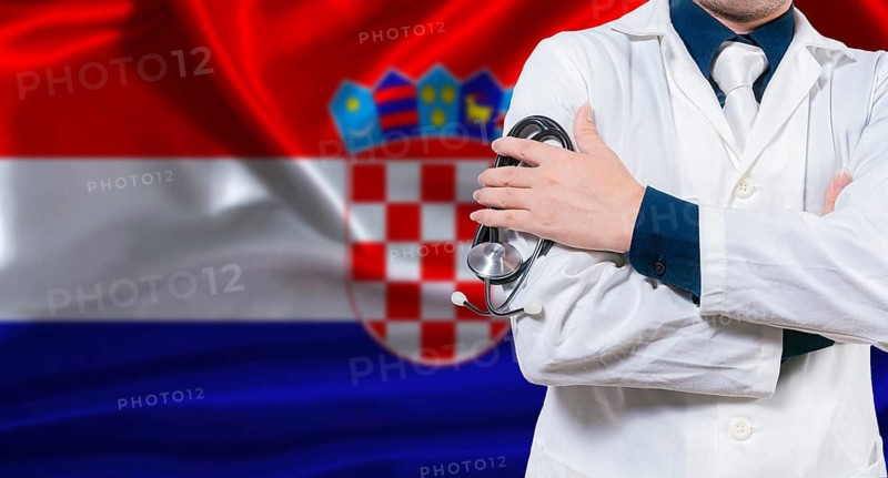 Croatian national health system, Medical professional holding sthetoscope isolated