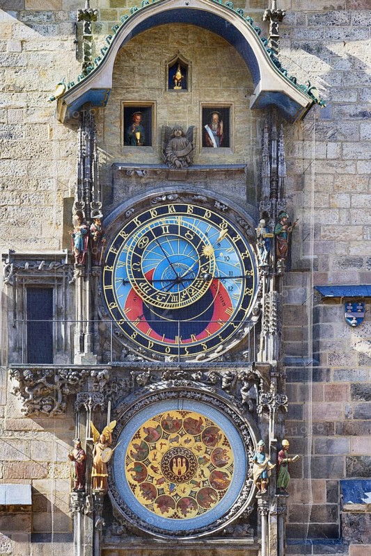 Medieval astronomical clock, The Walk of the Apostles, Prague, Bohemia, Czech Republic