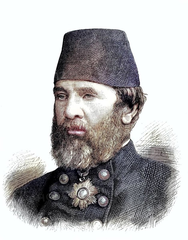 Augustus Charles Hobart-Hampden, also known as Hobart Pasha, (1822–1886), English naval officer and later admiral of the Ottoman fleet, reproduction of a 19th-century original. Authentic, file restored for optimal use, exact date of the original unknown, nostalgically coloured