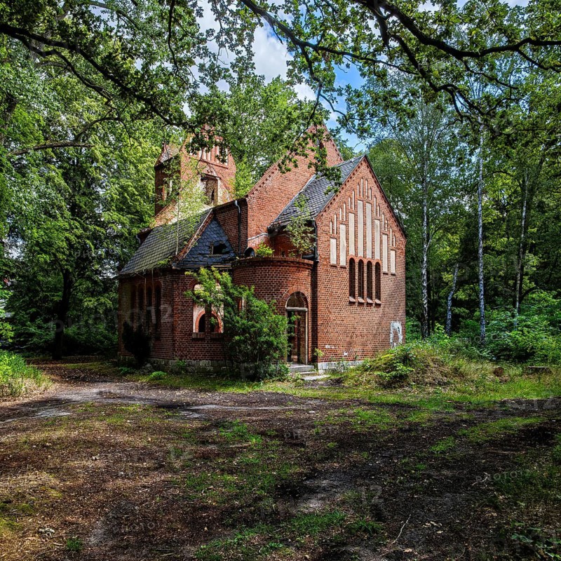 Ruin of the historic chapel, former pulmonary hospital and lost place Heilstätte Grabowsee, Oranienburg, Brandenburg, Germany