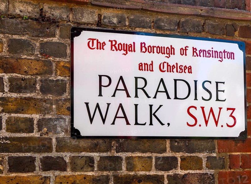 Street sign for Parade Walk, Royal Borough of Kensington and Chelsea, London SW3, England, UK