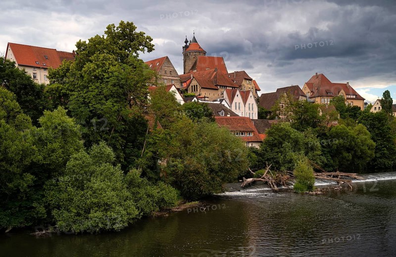 View of Obere Burg, Schochenturm, Altstadt, Besigheim an der Enz, Neckar, Baden-Württemberg, Germany