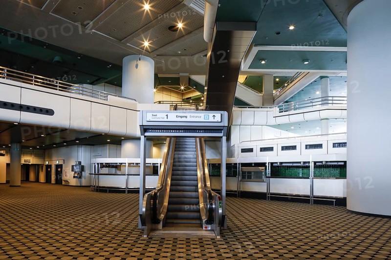 View of the vacant ICC, International Congress Center Berlin. The ICC has been added to the Berlin List of Monuments. The Berlin Senate has provided 200 million euros for the restructuring. The total modernization is estimated at least 500 million euros, Berlin, Berlin, Germany