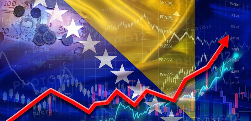 Bosnia financial growth on market graph. Bosnia economic growth on financial graph background