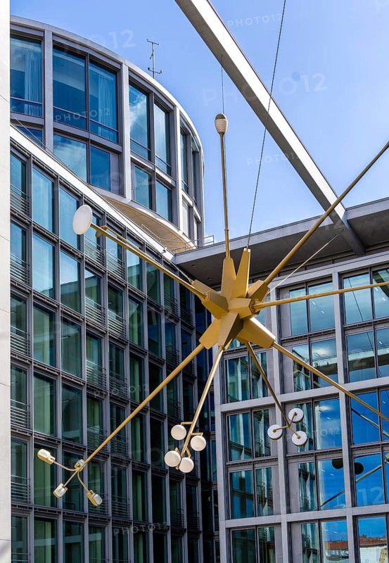 Lighting art installation, side house façade of the Elisabeth Lüders House in Adele-Schreiber-Krieger-Straße in Berlin's government district, Berlin, Germany
