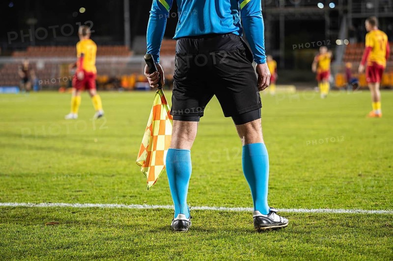 Assistant of football referee during the match in Glogow, Poland