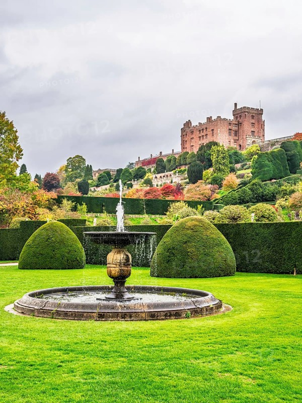 Autumn colors over Powis Castle and Garden, Welshpool, Powys, Wales, UK