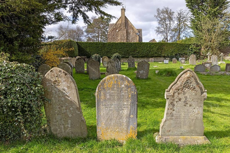 Tombstones, Cemetery, Baptist Church, Bibury, The Cotswolds, England, Great Britain