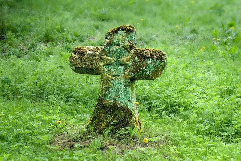 Schäferstein, Weathered Shepherd's Cross, Penitence Cross, Atonement Cross, Stone Cross as a Symbol of Penance for Crime, 16th Century, Landau, Bad Arolsen, Waldeck-Frankenberg District, Northern Hesse, Germany