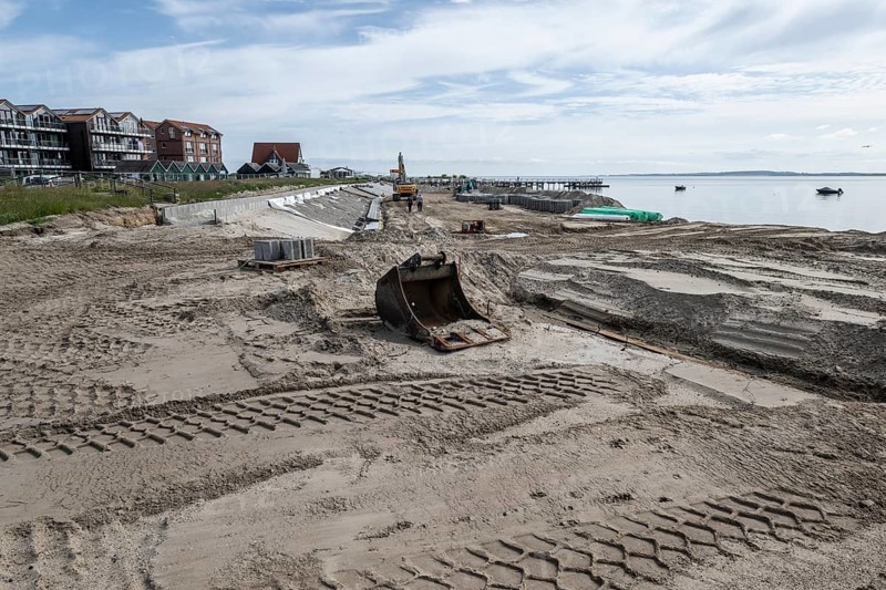 Dike construction, dike reinforcement, Hohwacht, Schleswig-Holstein, Germany