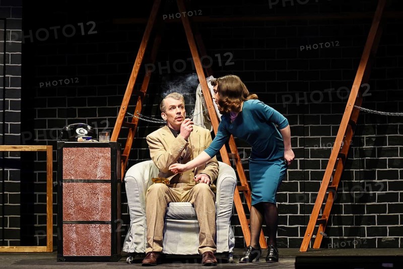 Johannes Kalle shepherd and Mascha Stummer, The 39 Steps, photo sample of the crime comedy on 18.03.2026, premiere at the Berliner Kriminaltheater, Berlin, 02.04.2026