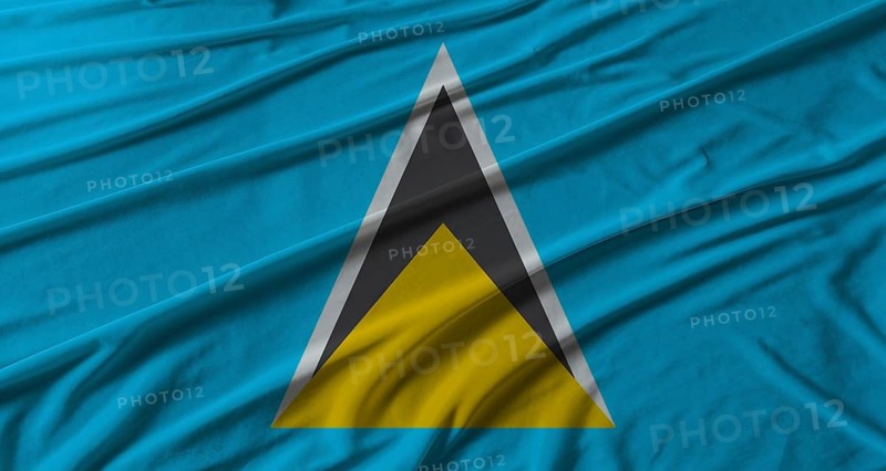 Saint Lucia flag waving. Flag of Saint Lucia with cloth texture