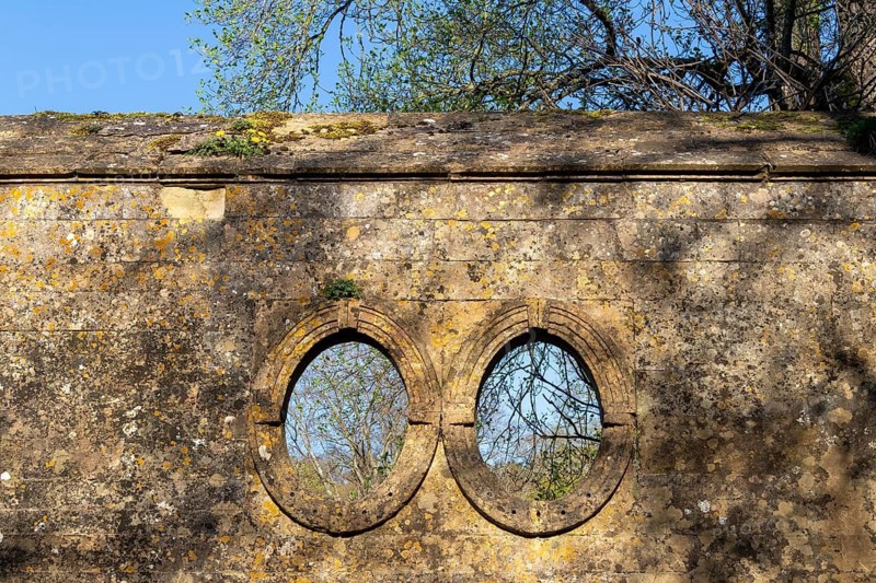 Wall, window, Stanway House, Stanway, The Cotswolds, England, Great Britain