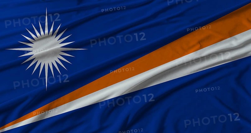 Marshall Islands flag waving. Flag of Marshall Islands with cloth texture