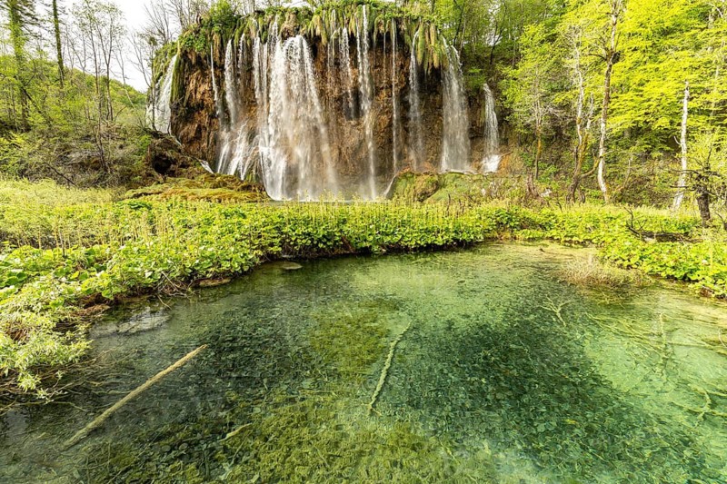 The Veliki Prstavac waterfall in Plitvice Lakes National Park, Croatia