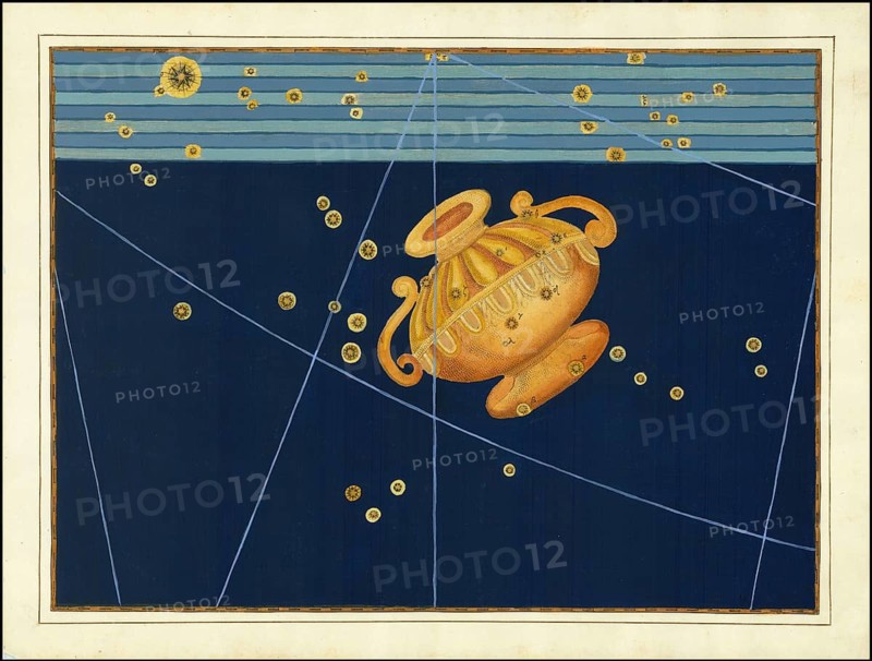 Astronomy. The Celestial Atlas, the Uranometria, Ptolemaic constellations, by Johann Bayer (1572 - 7 March 1625), German astronomer, Crater, Becher, constellation south of the celestial equator, digitally enhanced reproduction of a historical original