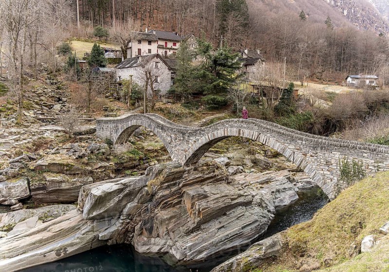 Ponte Dei Salti is a picturesque double-arched stone bridge in Lavertezzo, Ticino, Switzerland. Surrounded by rugged alpine nature, it offers a stunning view over the Verzasca River