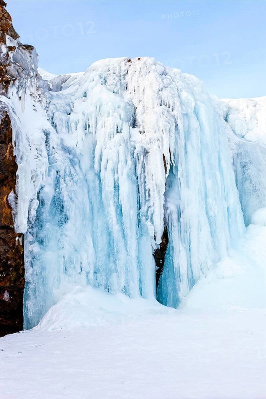 Iceland, Kirkjufellsfoss, frozen waterfall, Iceland