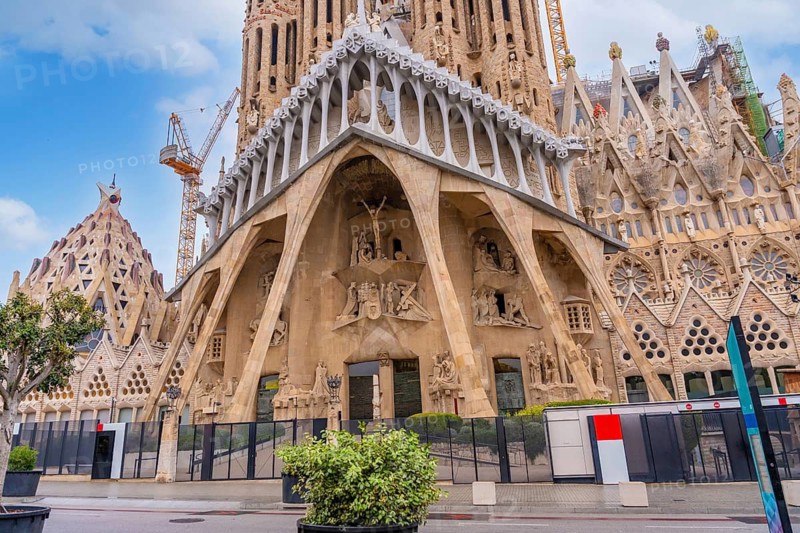One of the beautiful doors of the Sagrada Familia Basilica in Barcelona, Spain