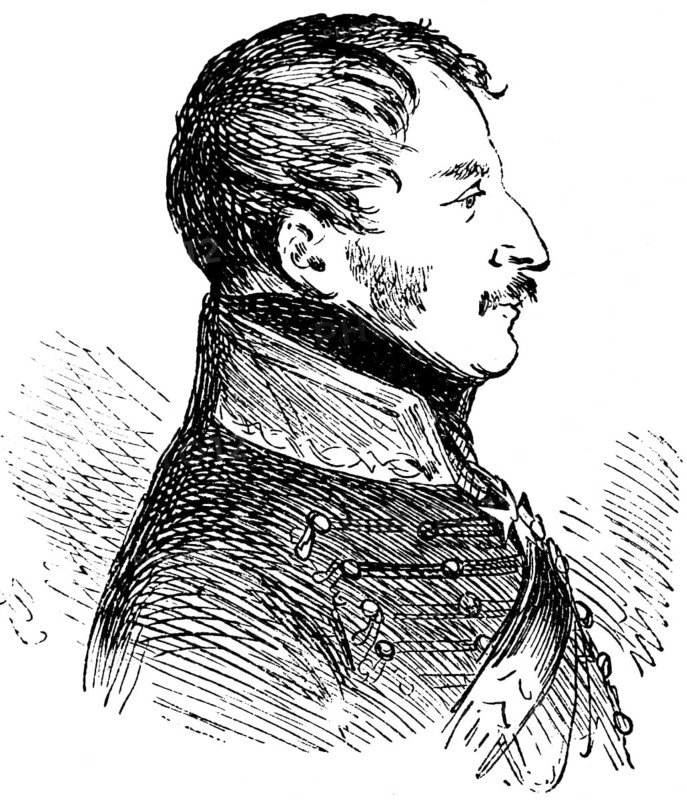 Portrait of Lieutenant General Freiherr von Dörnberg, leader of the Dörnberg Uprising 1809 against Napoleonic rule, military, uniform, Hesse, side view, historical illustration 1882