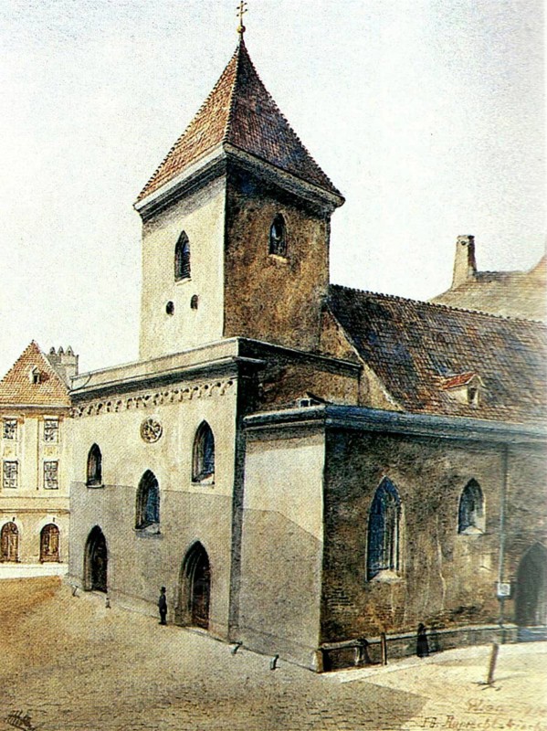 Ruprechtskirche in Vienna, Austria, Painting by Adolf Hitler (1889-1945), Historical, digitally restored reproduction from a 20th century original, public domain, Record date not stated