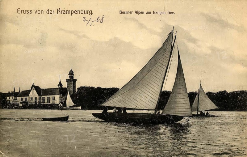 Historical postcard, picture postcard, Krampenburg, Berlin Alps at the Langen See, Berlin, Germany, digitally enhanced reproduction of an original from around 1900, picture postcard