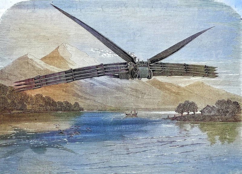 Aeronautical navigation device, Appareil de Navigation Aerienne, System Kaufmann, 1869, Historic, digitally restored reproduction of a 19th century original