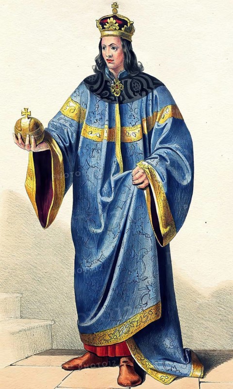 Otto III of Bavaria (1261-1317), as Bela V King of Hungary, Historical, digitally restored reproduction from a 19th century original, Record date not stated