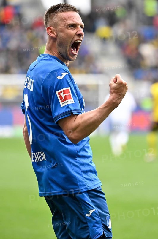 Goal celebration Pavel Kaderabek TSG 1899 Hoffenheim (03) PreZero Arena, Sinsheim, Baden-Württemberg, Germany