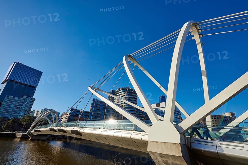 Landscape of Seafarers Bridge in Melbourne City Centre at the yarra river at spring, Australia