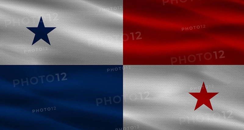Panamanian flag with a fabric texture waving. Close up of flag of Panama with cloth texture