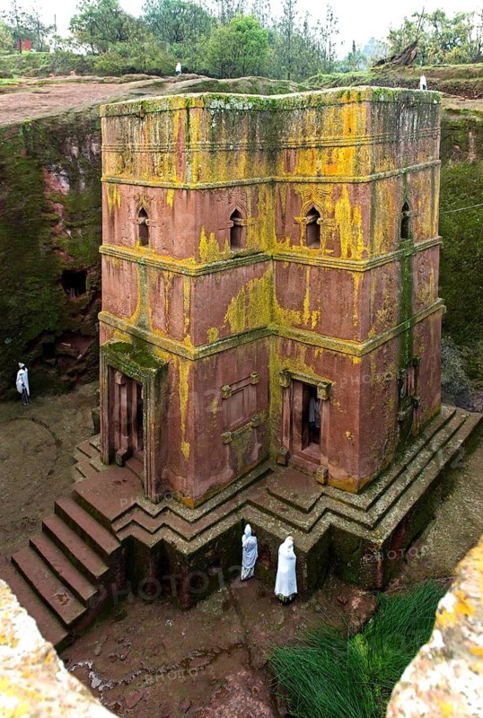 Underground monolithic rock-hewn church of Saint George, Biete Giyorgis, dedicated to the Holy Patron of Ethiopia, World Heritage Site Lalibela, Ethiopia