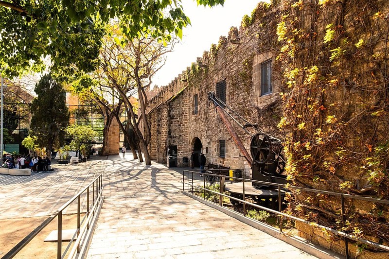 Courtyard of the Museu Marítim de Barcelona, the municipal maritime museum in Barcelona, Spain