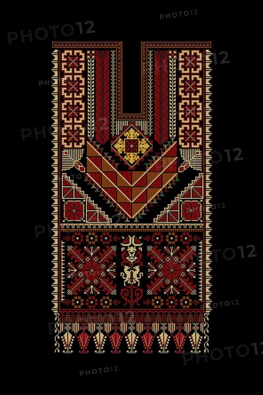 Embroidery vector Tatreez template, Palestinian fashion neck ornament