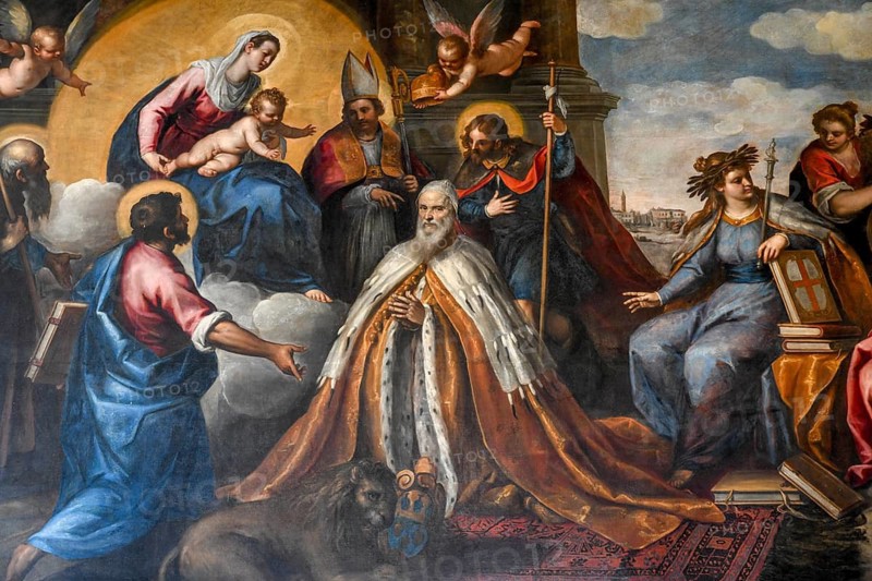 Mural, Doge's Palace, San Marco district, Venice, Veneto region, Italy