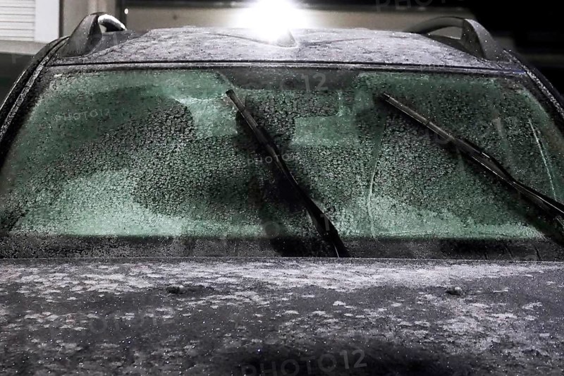 Icy car windscreen, winter, Germany