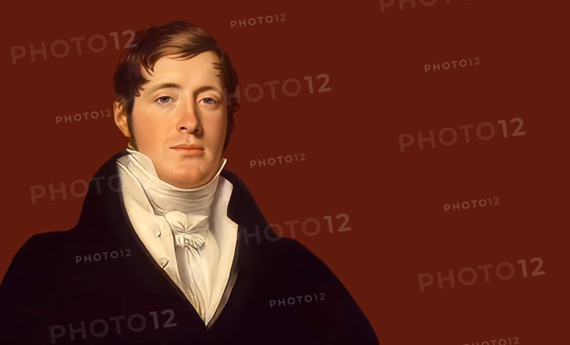 Sir Thomas Stamford Bingley Raffles, 1781 – 1826, British colonial official, governor of Java, Dutch East Indies and lieutenant-governor of Bencoolen, digitally edited based on a painting by George Francis Joseph