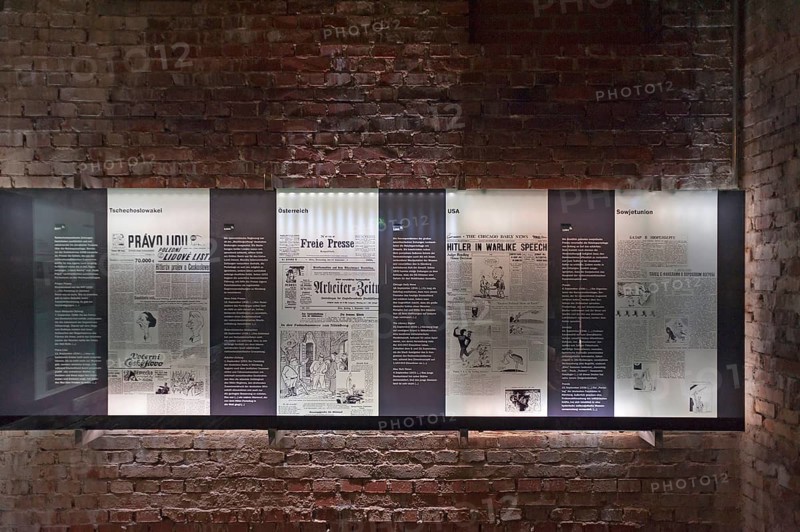 International newspapers with reports on Hitler Germany, Dokumetionszentrum Reichsparteitagsgelände, Bayernstr. 110, Nuremberg, Middle Franconia, Bavaria, Germany