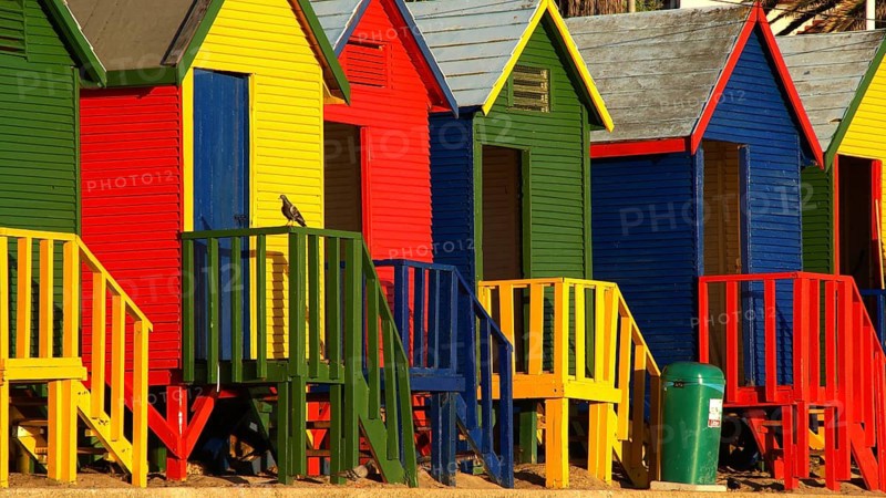 South Africa, Jamestown, colorful bath houses, James Town
