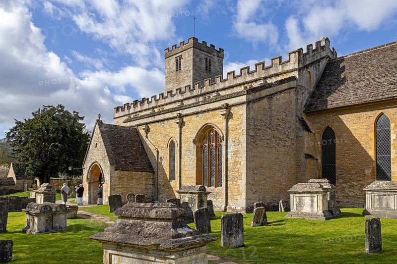 St Mary's Church, Tombstones, Bibury, The Cotswolds, England, Great Britain