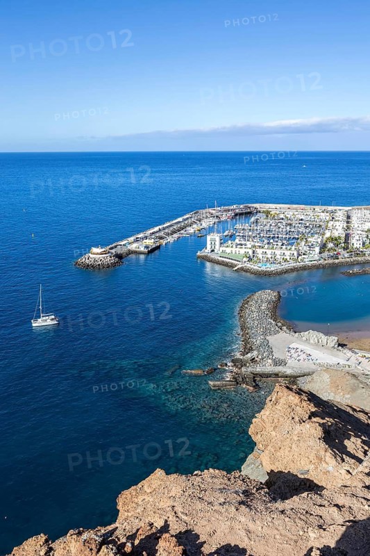 Puerto de Mogan in Gran Canaria from above Sea holidays Beach Marina trip in Puerto de Mogán, Spain