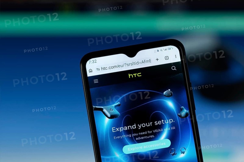 Dhaka, Bangladesh - 05 May 2026: Close-up of htc's homepage on a smartphone