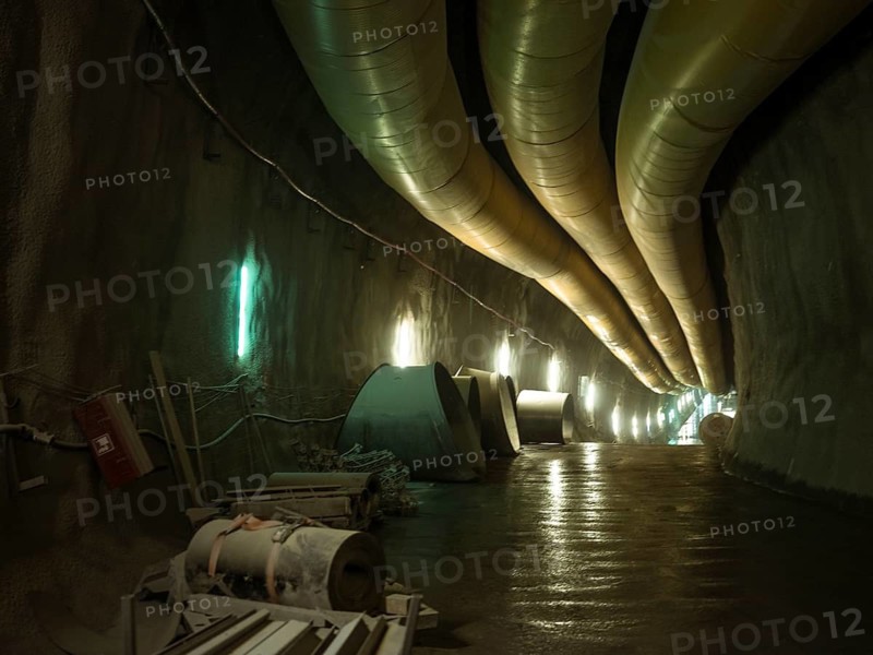 Ventilation hoses in construction lot H41 in the Sill Gorge, Brenner Base Tunnel, Tyrol, Austria