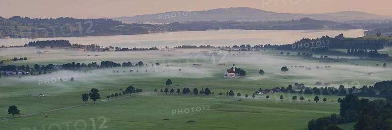 Pilgrimage church of St Coloman, Forggensee, Schwangau, Schwanengau plain, Königswinkel, Ostallgäu, Allgäu, Swabia, Bavaria, Germany