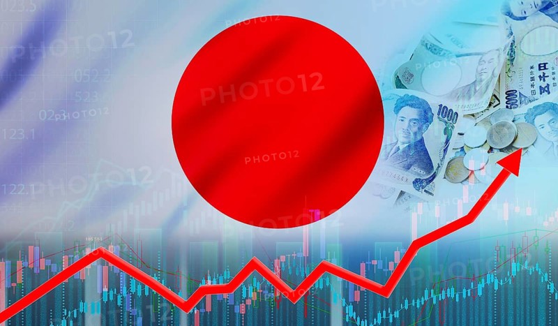 Japan economy growth on financial graph. Japan financial growth, economic recovery concept
