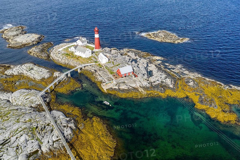 Aerial view of lighthouse Tranoy Fyr, Tranøy, Norway