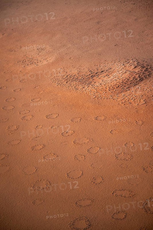 Sandy desert with Fairy Circles, circular areas, aerial view, Namib Desert, Namib Naukluft Park