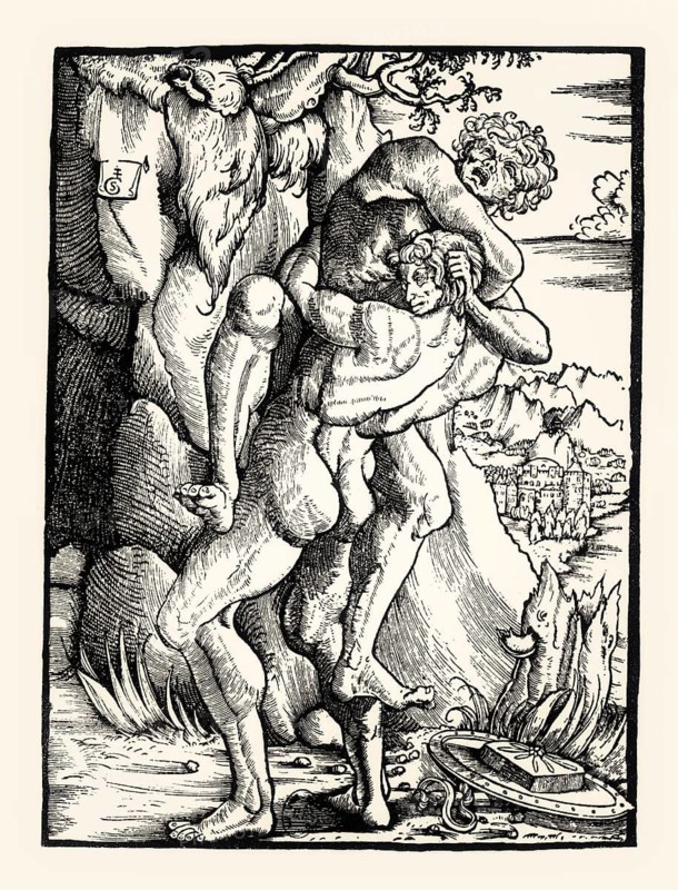 Hercules and Antaeus, by Gabriel Salmon, 16th century, digitally restored