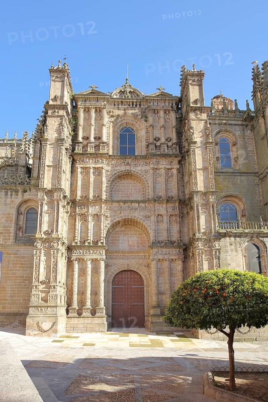 Cathedral portal built in 14th century, Renaissance church, Plasencia, Extremadura, Spain